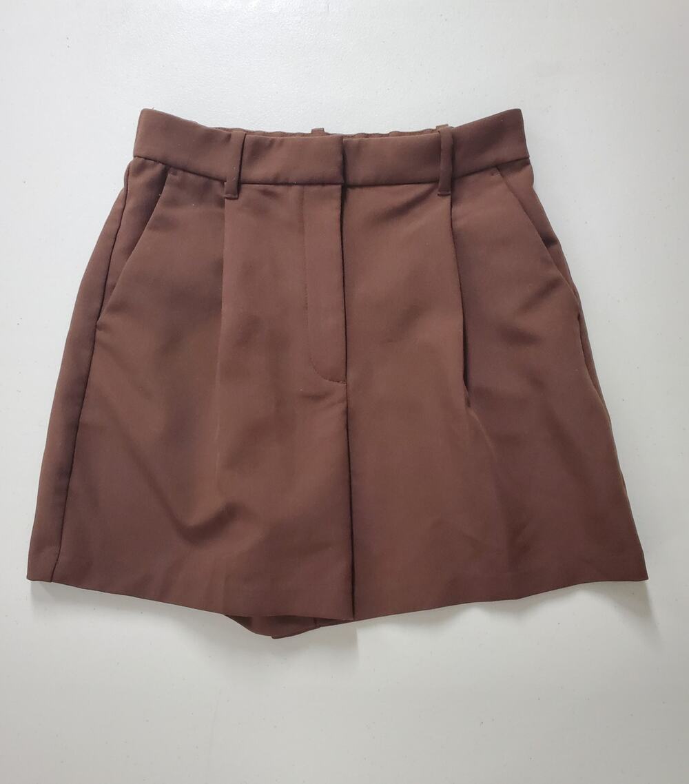 Abercrombie & Fitch Sloane Tailored Pleated Shorts Brown High Rise, Size Small